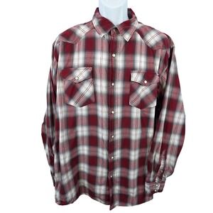 Red Head Mens XLT Plaid Western Shirt Long Sleeve Snap Front Pockets Maroon/B162